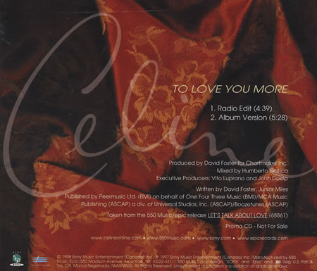 Celine Dion - To Love You More piano sheet music